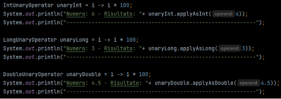 UnaryOperator - Integer, Long e Double