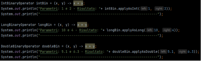 BinaryOperator - Integer, Long e Double