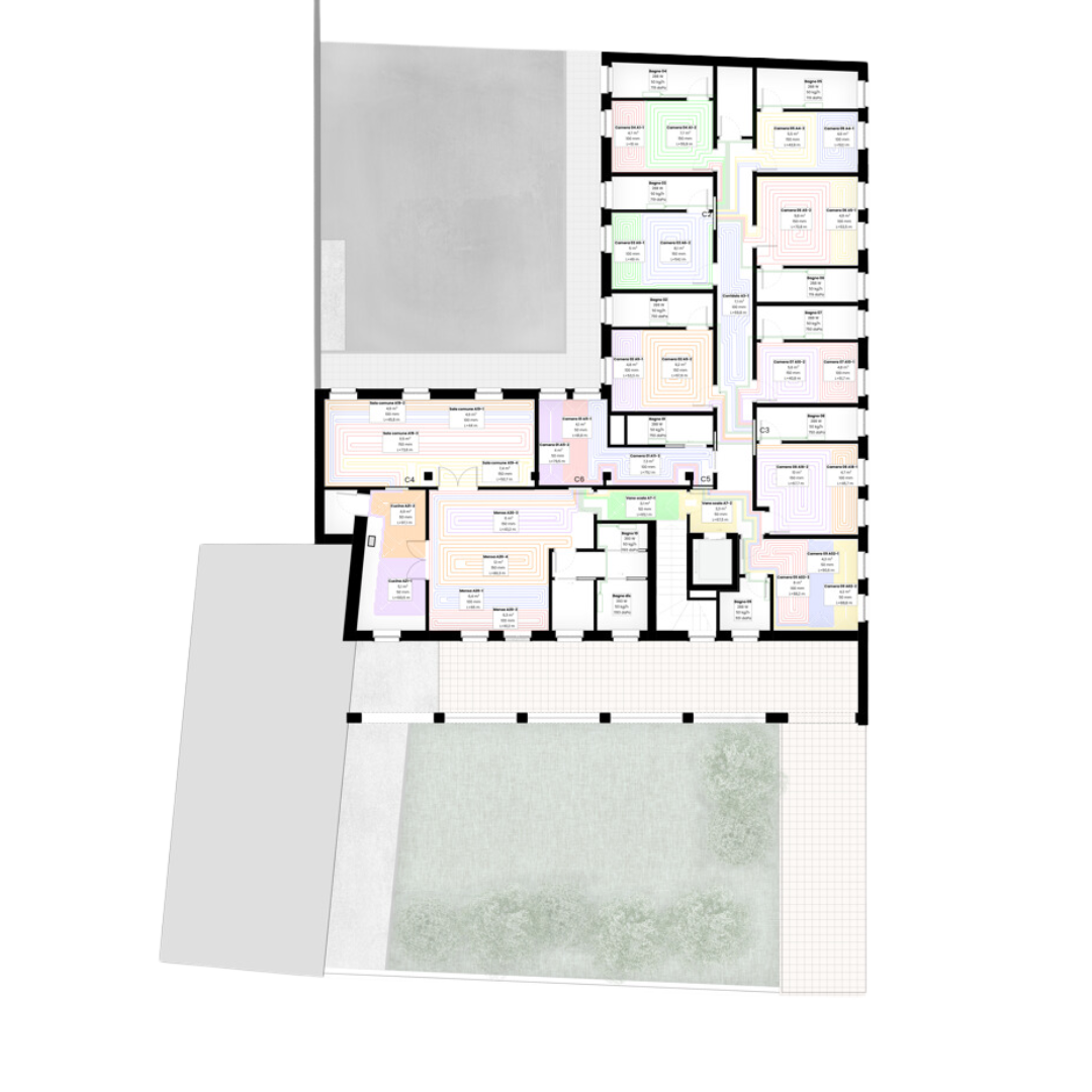 planimetria impianto radiante social housing osasio