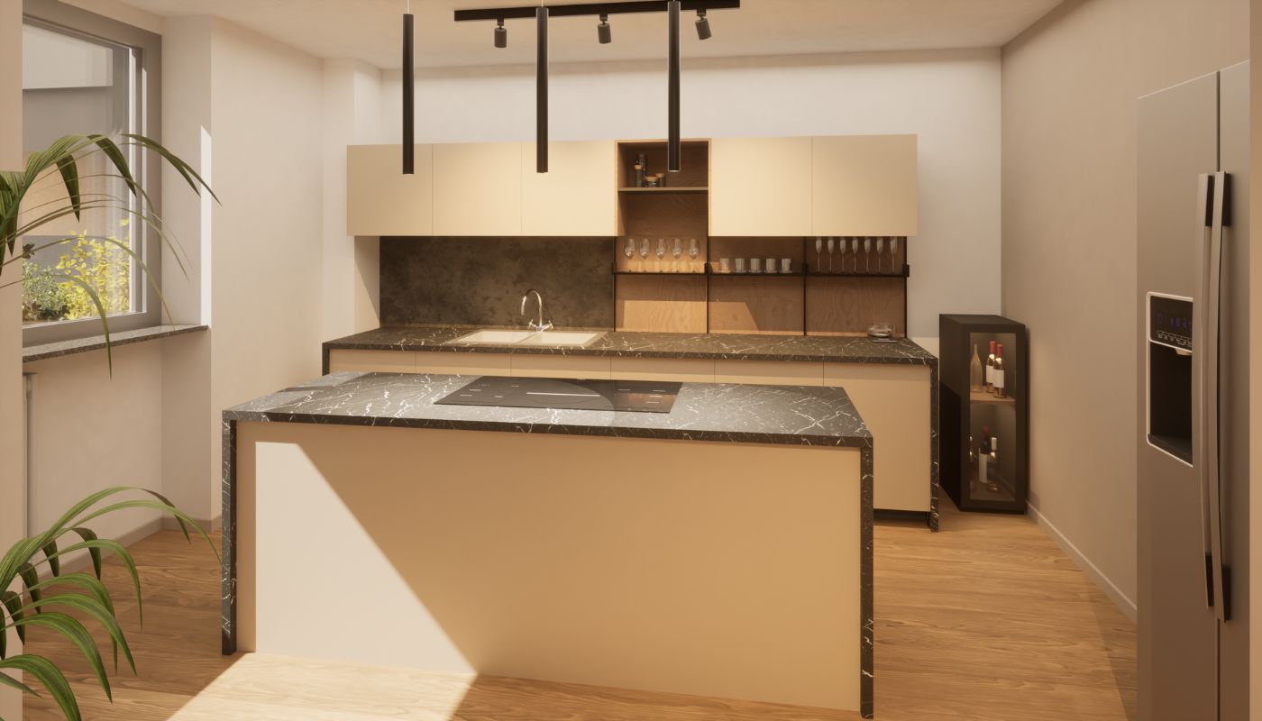 render cucina post ristrutturazione