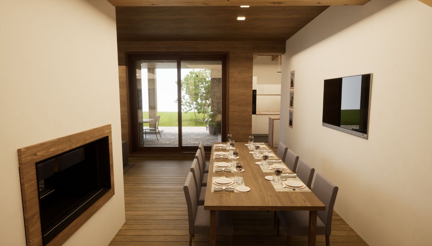 render chalet NZEB area pranzo