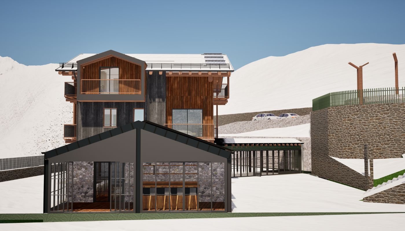 render facciata hotel val di susa