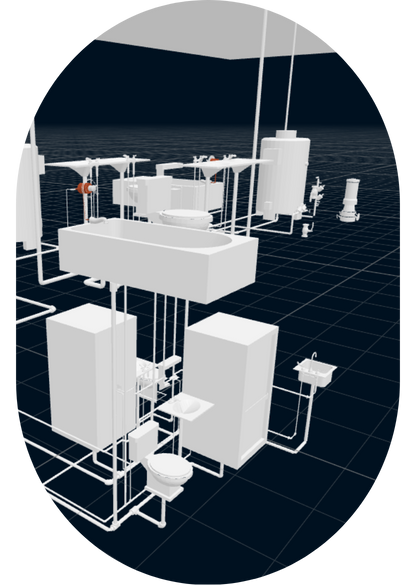 Impiantistica di un edificio visualizzata con il software OpenBIM Viewer