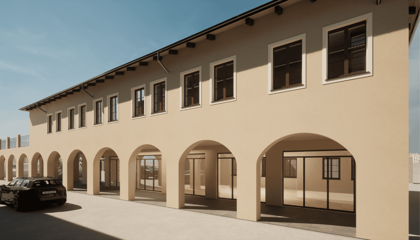 render facciata della social housing di Osasio